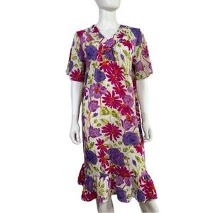 Haband Women’s Vintage Lightweight Floral V-Neck Lounge Night Dress